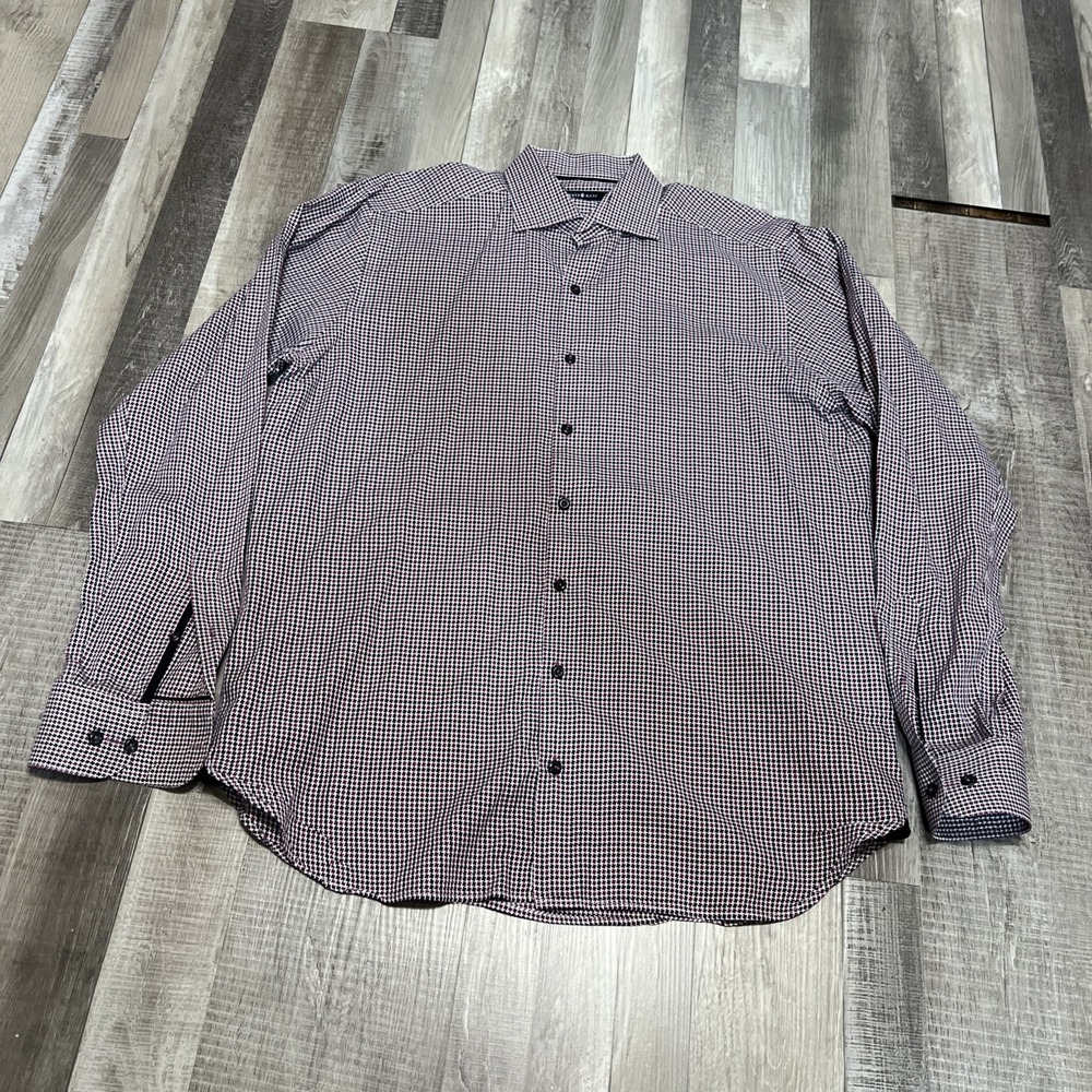 Hammer Made Plaid Dress Shirt‎ Long Sleeve Button Down Geometric Mens Size 41/16